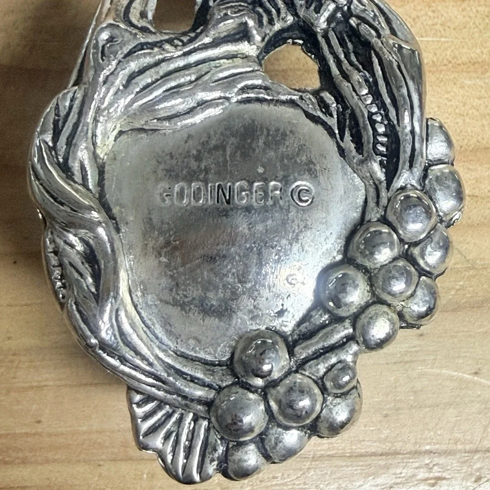 Vintage Godinger Silverplate Grapevine Serving Spoon 10.75